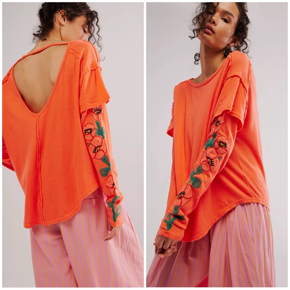 𝓯𝓹 Free People ~ Not Your Poppys Long-Sleeve Tee